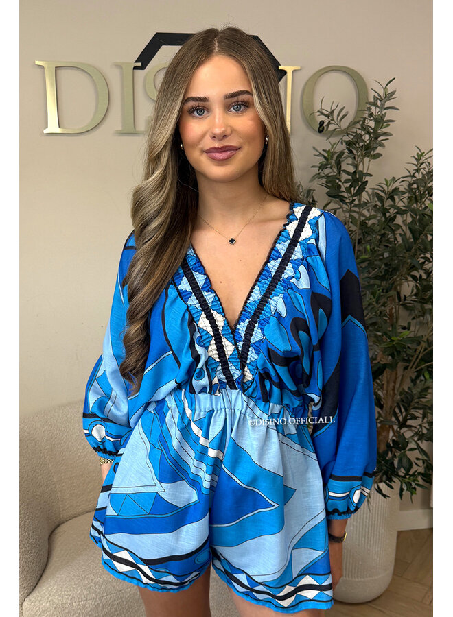 BLUE - 'AYLAA' - COLORFUL PRINT PLAYSUIT