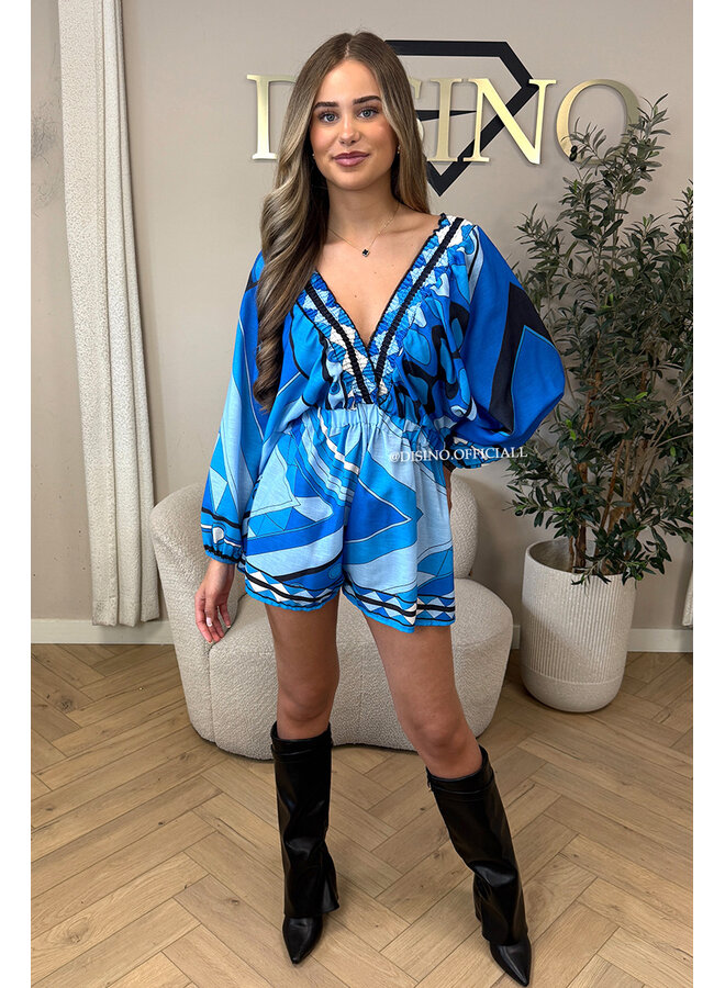 BLUE - 'AYLAA' - COLORFUL PRINT PLAYSUIT