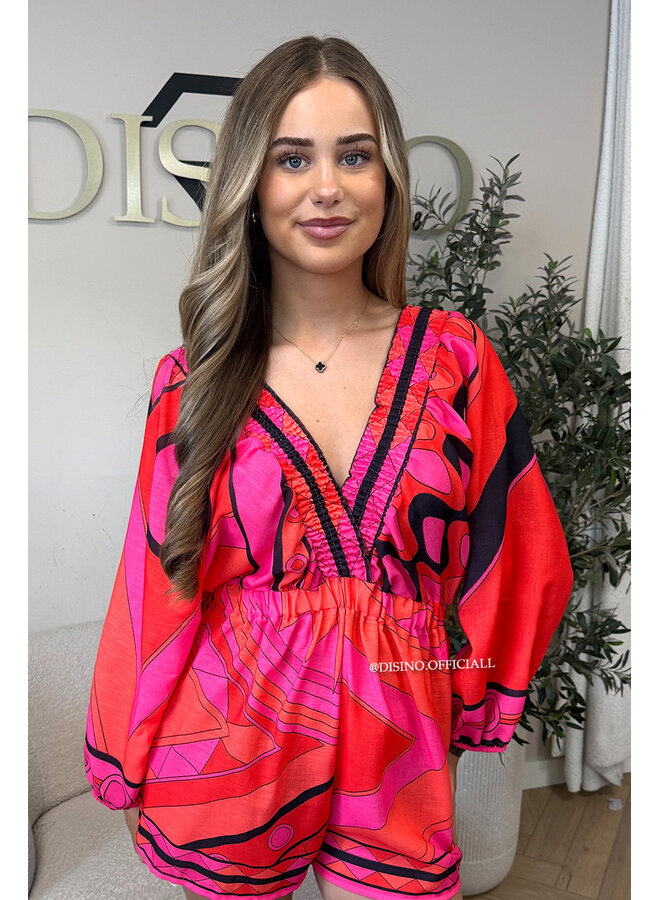 PINK - 'AYLAA' - COLORFUL PRINT PLAYSUIT
