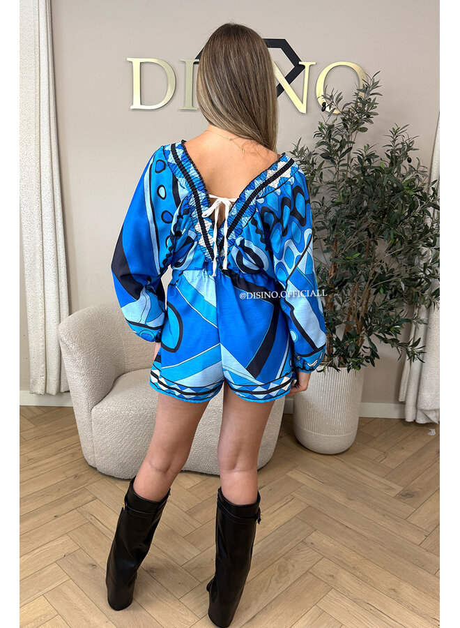 BLUE - 'AYLAA' - COLORFUL PRINT PLAYSUIT