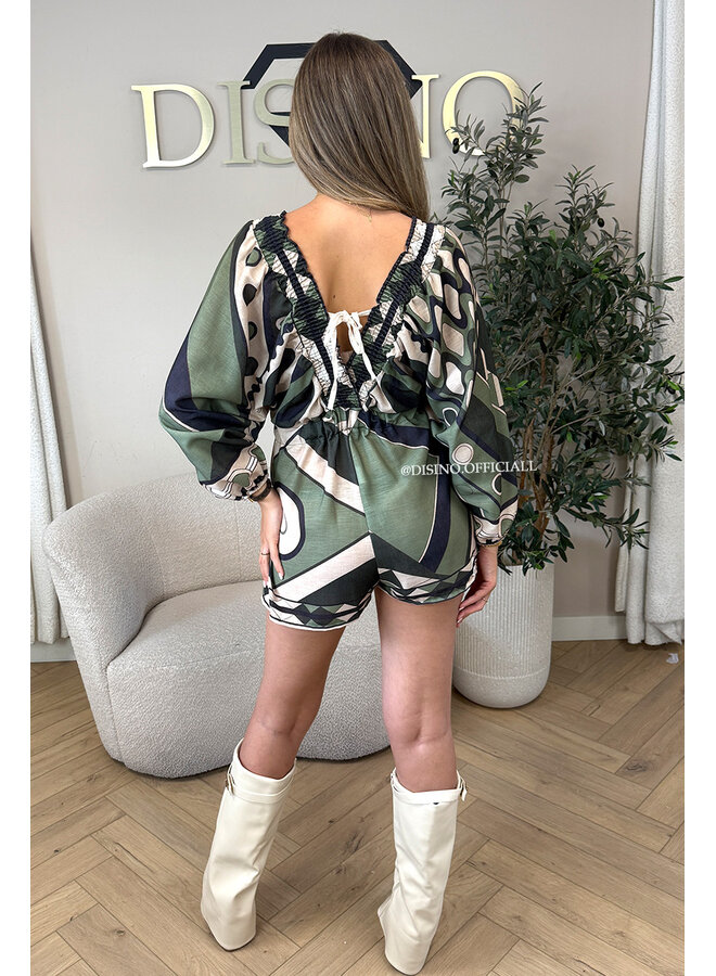 GREEN - 'AYLAA' - COLORFUL PRINT PLAYSUIT