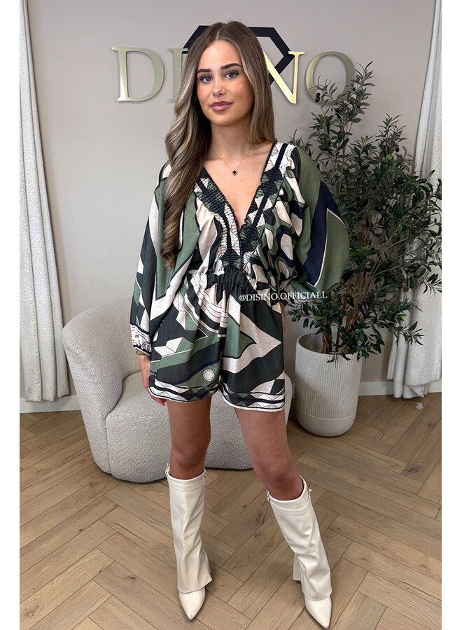 GREEN - 'AYLAA' - COLORFUL PRINT PLAYSUIT