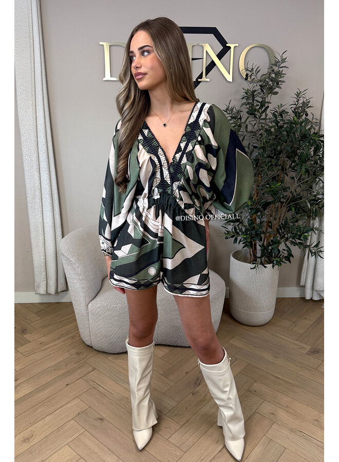 GREEN - 'AYLAA' - COLORFUL PRINT PLAYSUIT