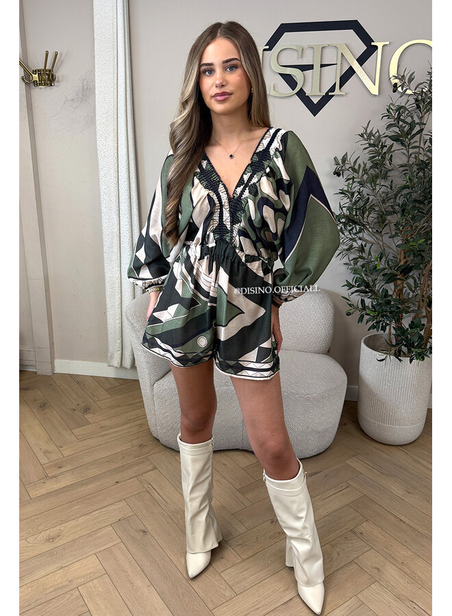 GREEN - 'AYLAA' - COLORFUL PRINT PLAYSUIT