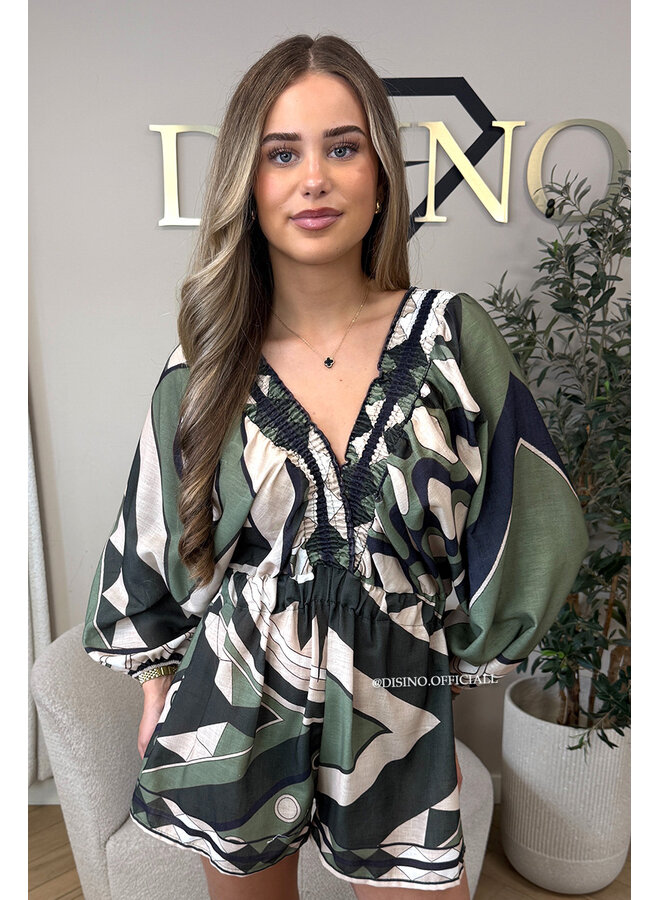 GREEN - 'AYLAA' - COLORFUL PRINT PLAYSUIT