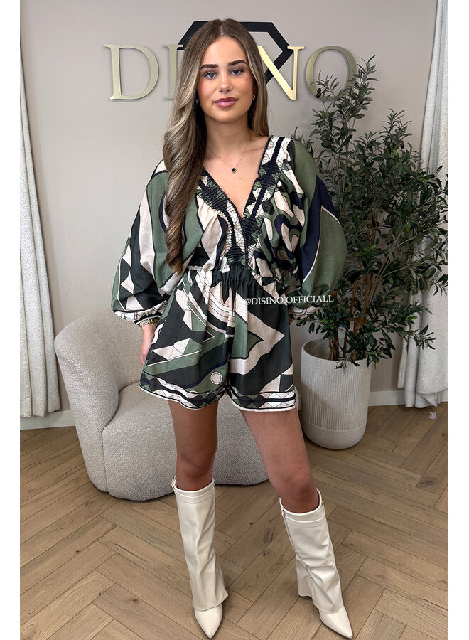 GREEN - 'AYLAA' - COLORFUL PRINT PLAYSUIT