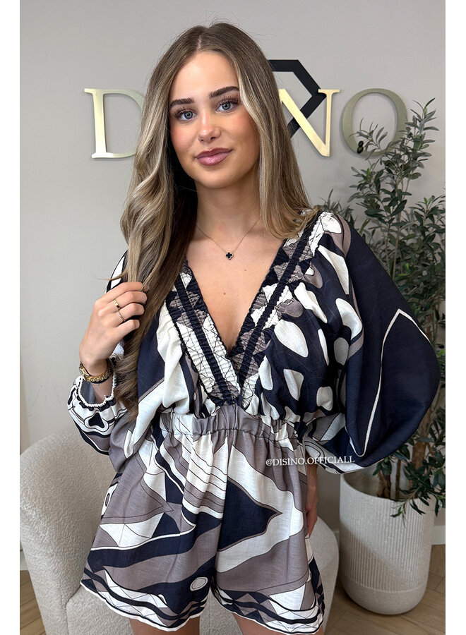 BLACK - 'AYLAA' - COLORFUL PRINT PLAYSUIT