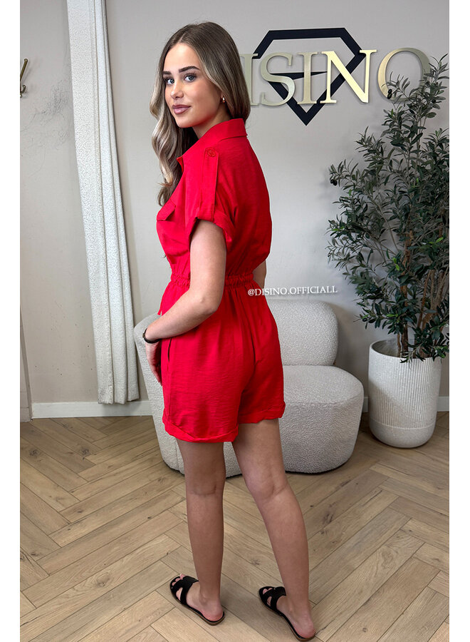 RED - 'LOTTE PLAYSUIT' - SUMMER CARGO PLAYSUIT