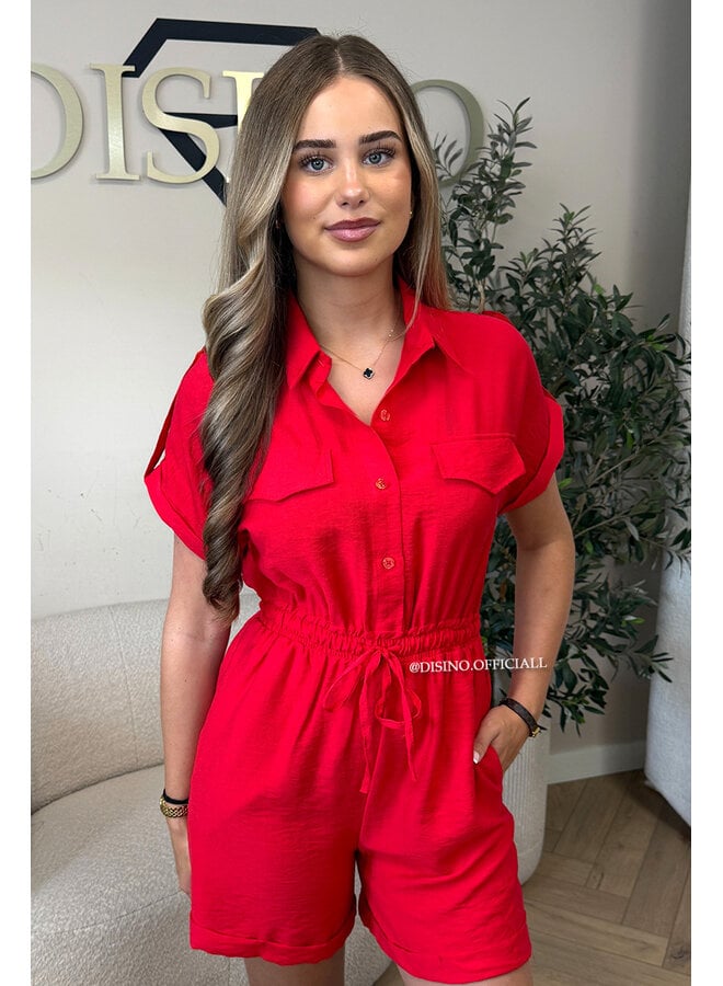 RED - 'LOTTE PLAYSUIT' - SUMMER CARGO PLAYSUIT