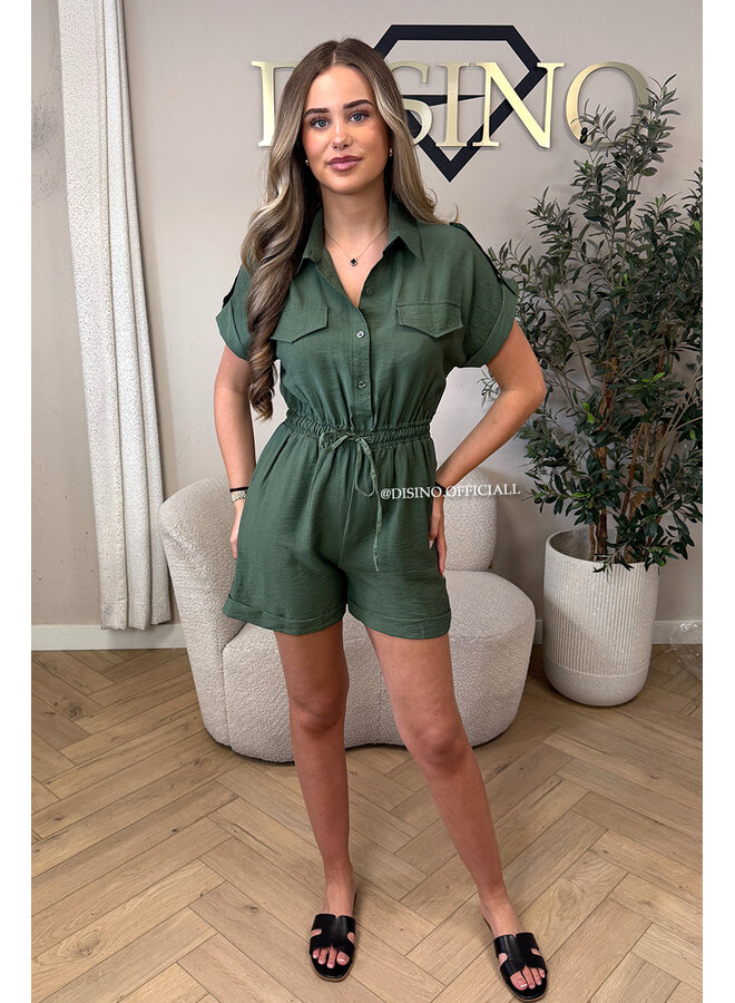 KHAKI GREEN - 'LOTTE PLAYSUIT' - SUMMER CARGO PLAYSUIT