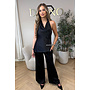 BLACK - 'NOUR SET' - CLASSY SATIN TOP + PANTS SET