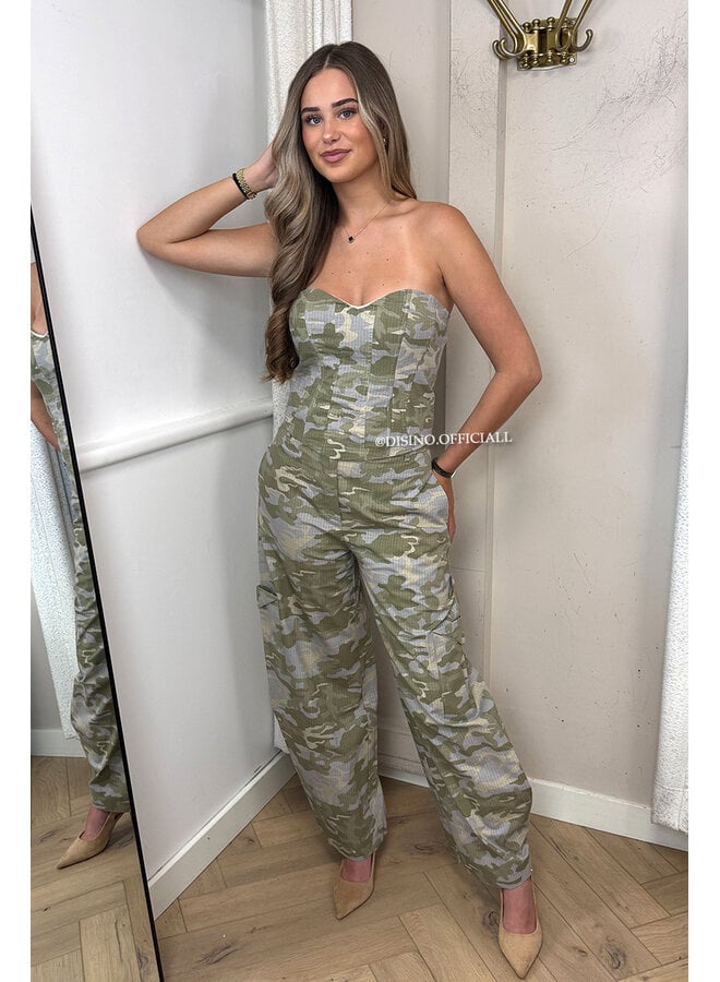 GREEN - 'STORMY TOP' - CAMO CORSET TOP