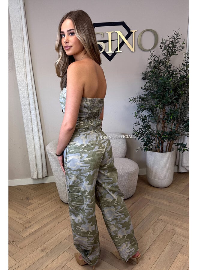 GREEN - 'STORMY TOP' - CAMO CORSET TOP