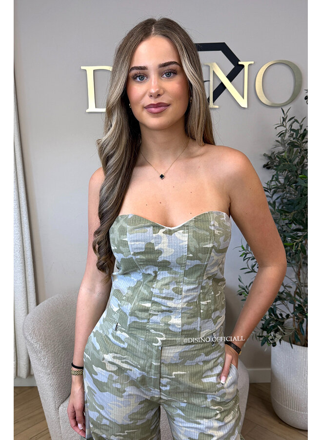 GREEN - 'STORMY TOP' - CAMO CORSET TOP