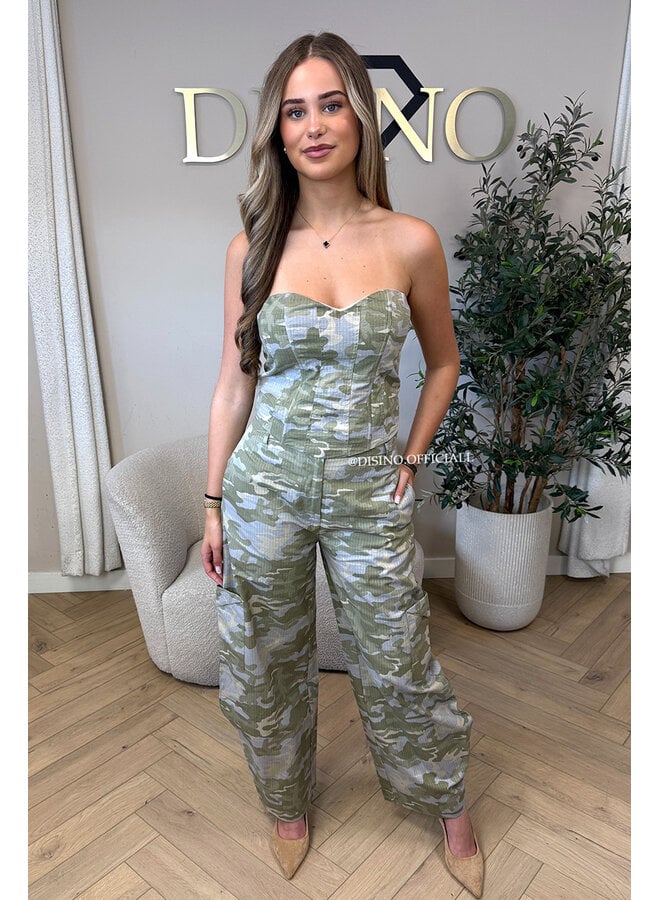 GREEN - 'STORMY TOP' - CAMO CORSET TOP