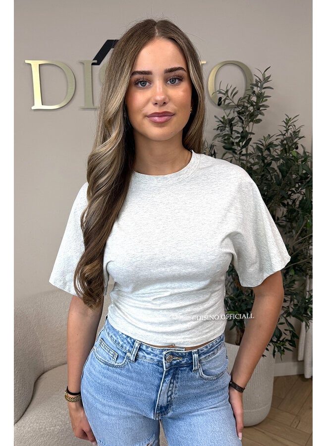 GREY - 'NOAMI TOP' - PREMIUM QUALITY SNATCHED TEE