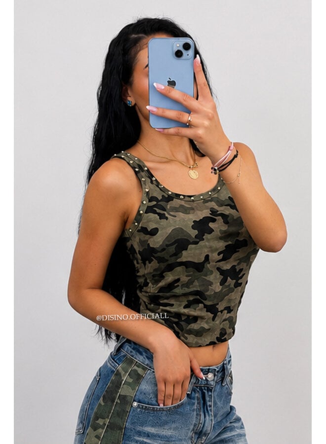 CAMO - 'GRACE TOP' - STUDS HALTER TOP