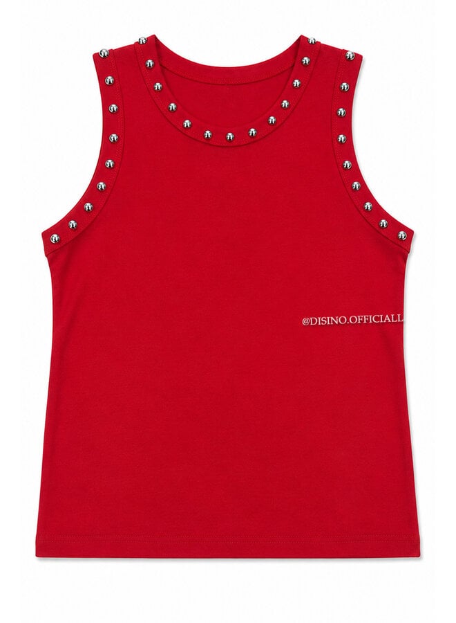 RED - 'GRACE TOP' - STUDS HALTER TOP