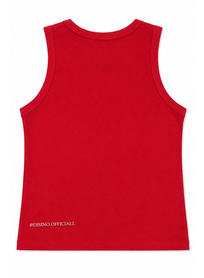 RED - 'GRACE TOP' - STUDS HALTER TOP