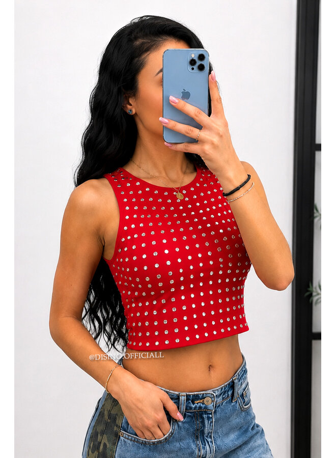 RED - 'LYNN RACER' - VIRAL MIRROR RACER TOP