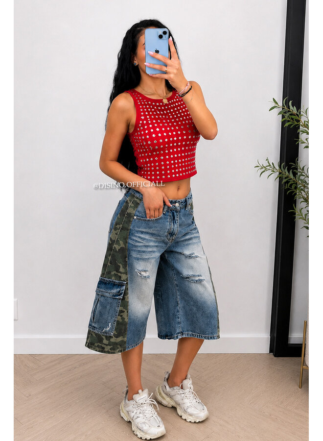 RED - 'LYNN RACER' - VIRAL MIRROR RACER TOP