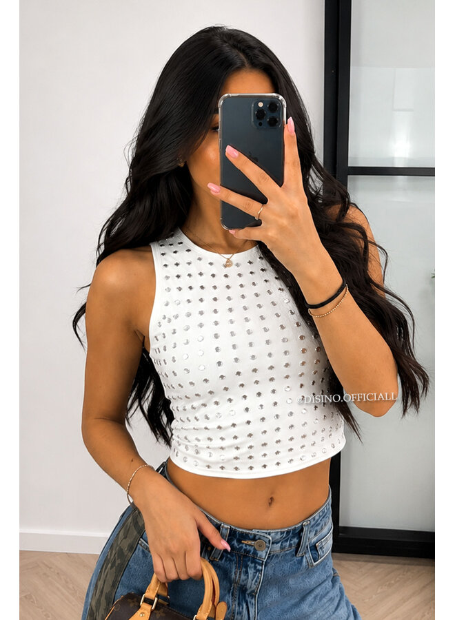 WHITE - 'LYNN RACER' - VIRAL MIRROR RACER TOP