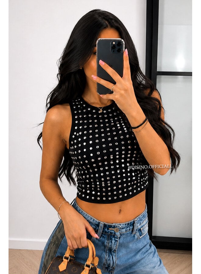 BLACK - 'LYNN RACER' - VIRAL MIRROR RACER TOP