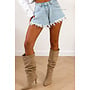 LIGHT BLUE - 'LUNA SHORT' - FRAYED DENIM SHORT