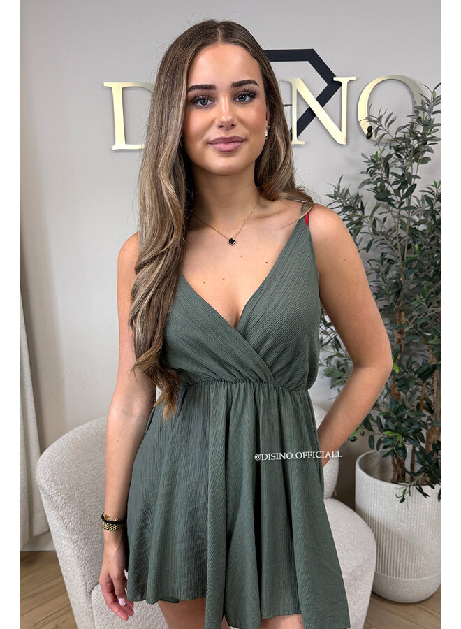 KHAKI GREEN - 'SANNE PLAYSUIT' - SUMMER BREEZE PLAYSUIT