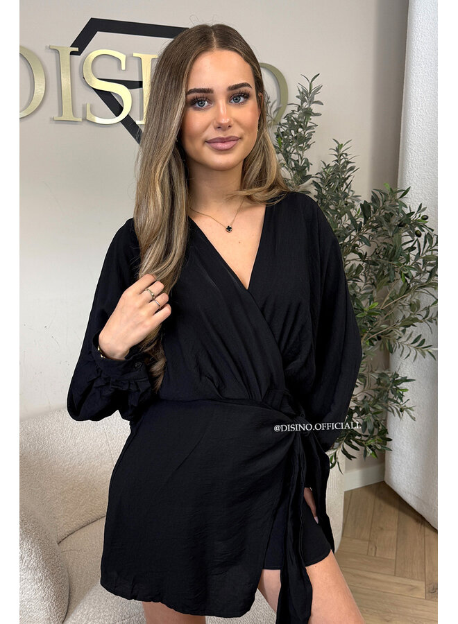 BLACK - 'ROMY PLAYSUIT' - WRAP ON PLAYSUIT