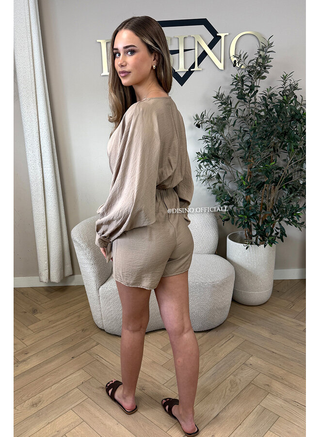 CAMEL - 'ROMY PLAYSUIT' - WRAP ON PLAYSUIT