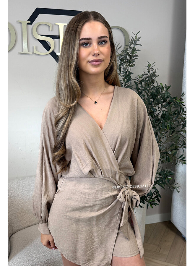 CAMEL - 'ROMY PLAYSUIT' - WRAP ON PLAYSUIT