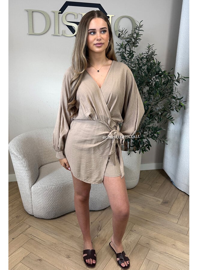 CAMEL - 'ROMY PLAYSUIT' - WRAP ON PLAYSUIT