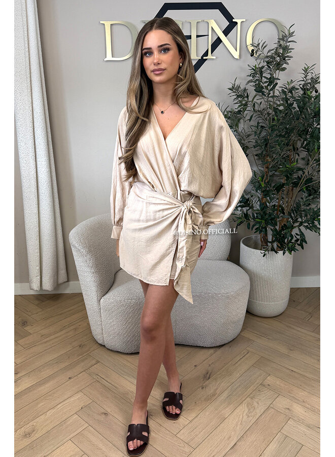 BEIGE - 'ROMY PLAYSUIT' - WRAP ON PLAYSUIT