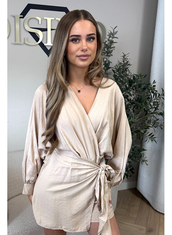 BEIGE - 'ROMY PLAYSUIT' - WRAP ON PLAYSUIT