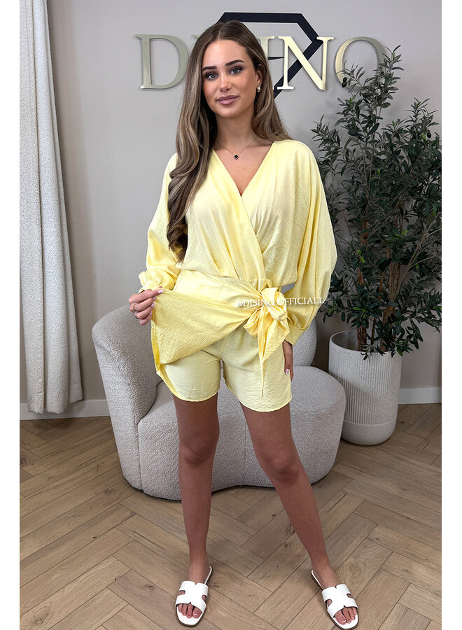 YELLOW - 'ROMY PLAYSUIT' - WRAP ON PLAYSUIT