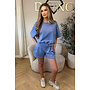 JEANS BLUE - 'MILA SHORT SET' - OVERSIZED TOP + PANTS TWO PIECE SET