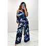 BLUE - 'POUCHI SET' - INSPIRED COLORFUL SCARF TOP + PANTS SET