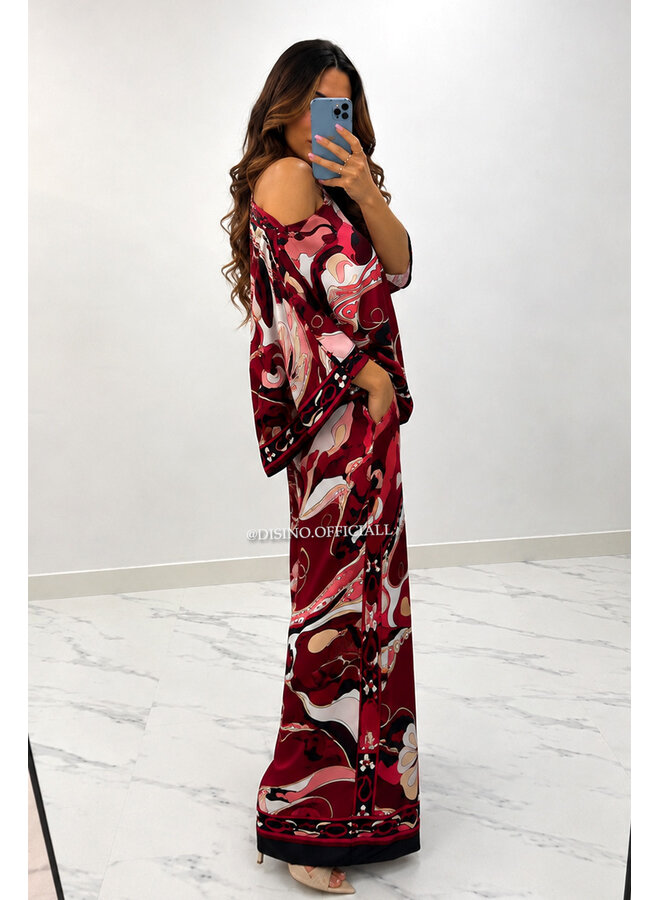 RED - 'POUCHI SET' - INSPIRED COLORFUL SCARF TOP + PANTS SET