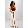 BEIGE - 'MABEL PANTS' - HIGH WAIST STRIPED PANTALON