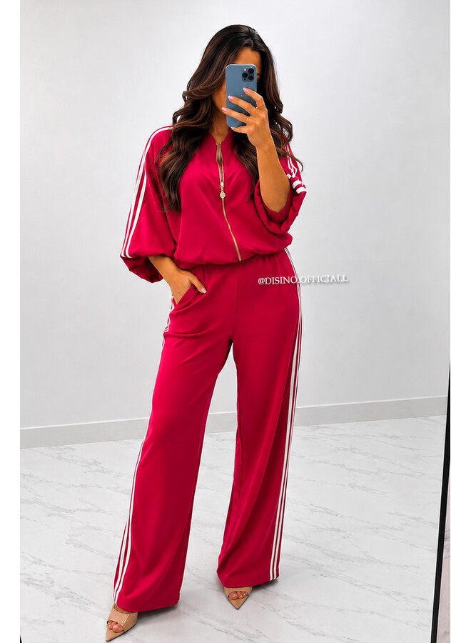 RED - 'MABEL PANTS' - HIGH WAIST STRIPED PANTALON
