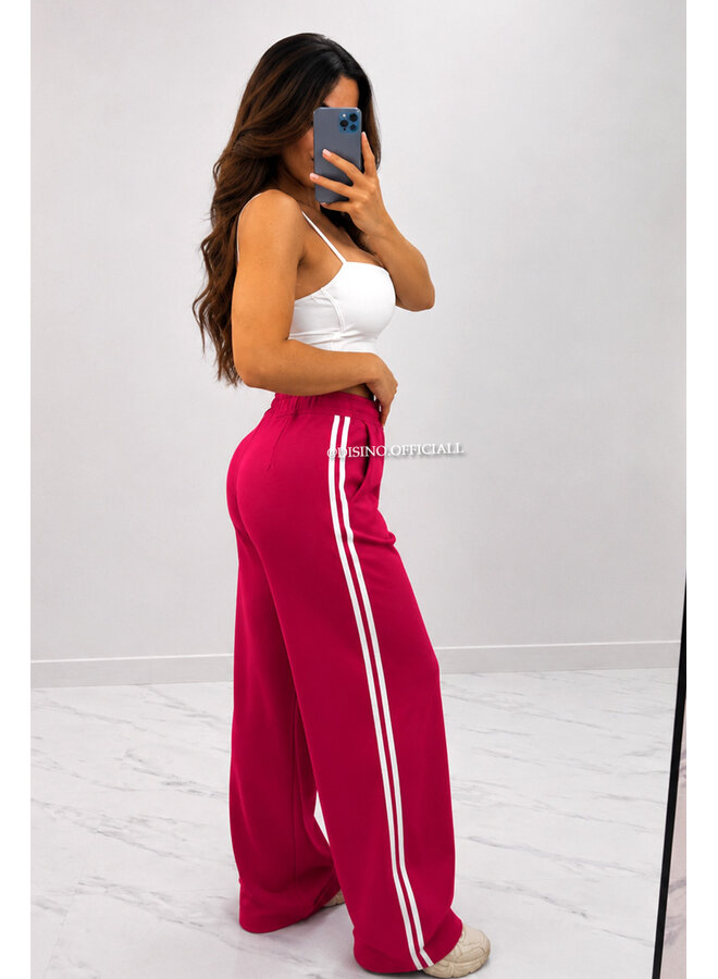 RED - 'MABEL PANTS' - HIGH WAIST STRIPED PANTALON