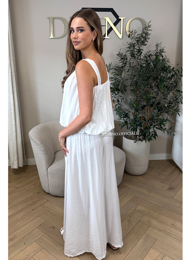 WHITE - 'LOESJE SET' - SUMMER TOP + WIDE LEG PANTS SET