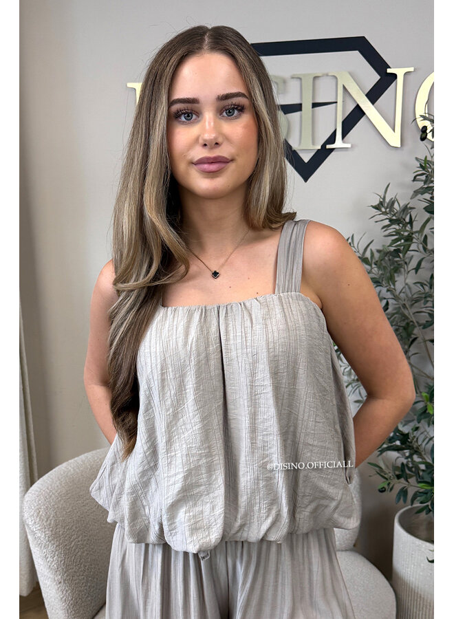 TAUPE - 'LOESJE SET' - SUMMER TOP + WIDE LEG PANTS SET