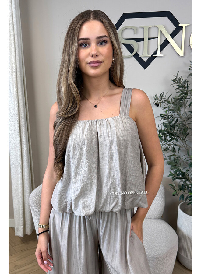 TAUPE - 'LOESJE SET' - SUMMER TOP + WIDE LEG PANTS SET