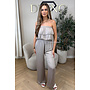 TAUPE - 'IRIS JUMPSUIT' - COMFY RUFFLE STRAPLESS JUMPSUIT