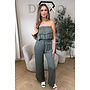 KHAKI GREEN - 'IRIS JUMPSUIT' - COMFY RUFFLE STRAPLESS JUMPSUIT