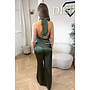 GREEN - 'NOUR SET' - CLASSY SATIN TOP + PANTS SET