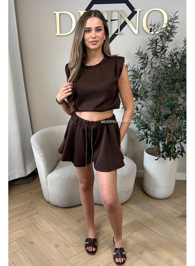 CHOCO - 'EVIE SHORT SET' - BOYFRIEND TOP + PANTS TWO PIECE SET
