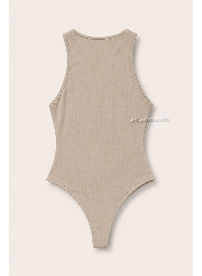 TAUPE - 'AVERY BODYSUIT' - SHAPING RACER BODYSUIT